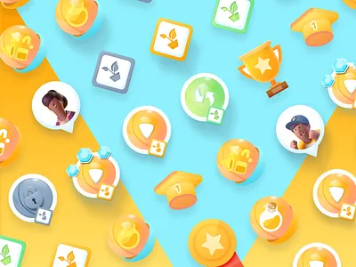 Main Components for Educational AR Game - WIP app art avatar boy education free freebie freebies game gaming girl hat ios lock math mobile plant school science sketch