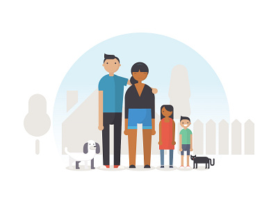 Trust & Will family cat dog family portrait flat illustration illustration