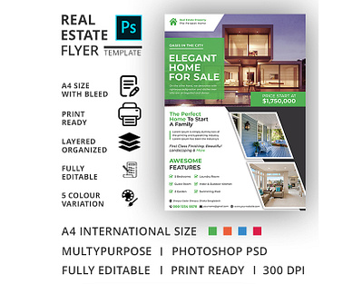 Real Estate Flyer Template advertisement advertising agency agent broker commercial flyer home house leaflet lease loan magazine marketing mortgage negotiator newspaper open poster professional