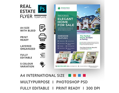 Real Estate Flyer Template advertisement advertising agency agent broker commercial flyer home house leaflet lease loan magazine marketing mortgage negotiator newspaper open poster professional