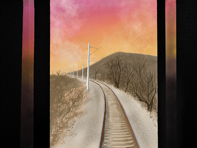 view from the train autumn digital art digital design digital drawing digital illustration drawing illustration landscape landscape art landscape design nature travel trip vacation view winter