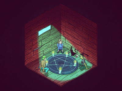 Cat House cat isometric isometric art isometric illustration isometry ritual