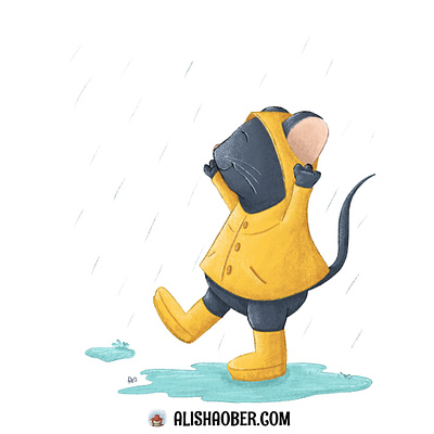 Rainy Day childrens illustration illustration kidlit mouse procreate rainy day