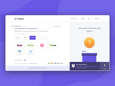 Payment options to add funds for trading add funds animation banking clean design finance funds illustration interface pay payment payment method payment page share market trade trading ui ux web website