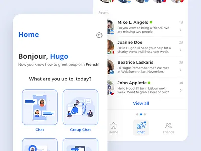 Translation app concept app blue chat chat app chatting design mobile network social translate ui web
