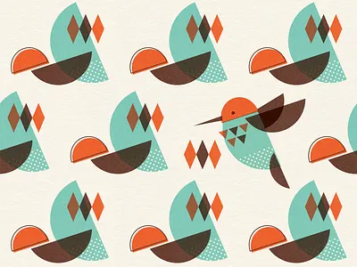 Brid Century Modern - Bird I abstract bird geometric illustration licensing mid century modern midcentury pattern pattern design retro surface design surface pattern teal textile design textured turquoise vintage