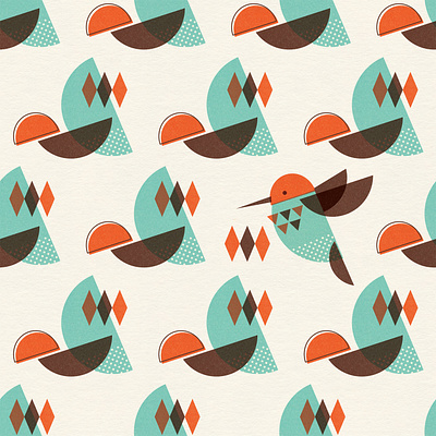 Brid Century Modern - Bird I abstract bird geometric illustration licensing mid century modern midcentury pattern pattern design retro surface design surface pattern teal textile design textured turquoise vintage