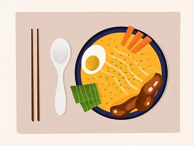 Soup asian bowl dish egg food procreate ramen soup