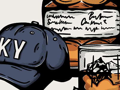 When You Think of Home: Kentucky alcohol baseball cap blantons bluegrass bourbon cap drink glass halftone hat illustration kentucky ky retro texture vingate whiskey wildcats