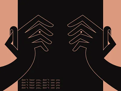 I am tired. Don't hear you, don't see you. black color depression design flat graphic art illustration melancholy minimal person poster typography vector vector art vintage