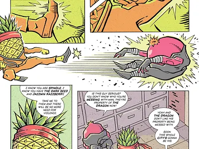 Goofy Froot: Bromeliad's Keeper (preview) cartoon fruit cartoons character design comic art comics fruit illustration ninjas photoshop pineapple pineapples pomegranate storyboarding