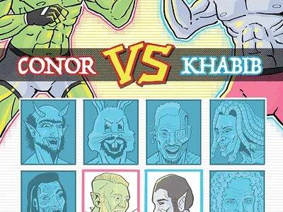 UFC 229 poster commission characterdesign comics conor mcgregor fight fighting illustration khabib photoshop poster art ufc videogames