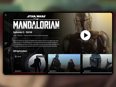 The Mandalorian Streaming Landing Page app art baby yoda design disney mandalorian redesign site star wars ui uidesign uiux ux web design webapp webdesign