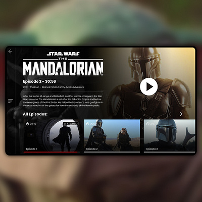 The Mandalorian Streaming Landing Page app art baby yoda design disney mandalorian redesign site star wars ui uidesign uiux ux web design webapp webdesign