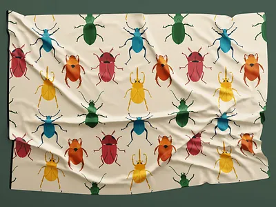 Beetle pattern textile beetle beetles bug bugs colorful fabric hand drawn illustration insect nature nature illustration pattern textile tile