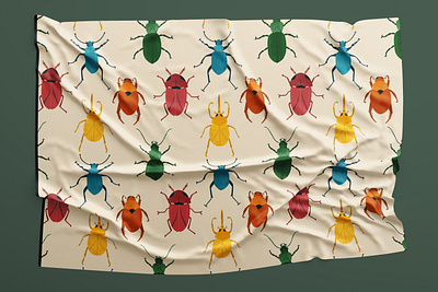 Beetle pattern textile beetle beetles bug bugs colorful fabric hand drawn illustration insect nature nature illustration pattern textile tile