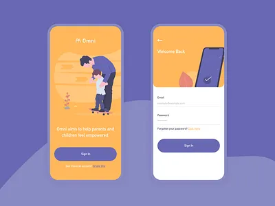 Omni Parenting App app branding clean design illustration sketch ui