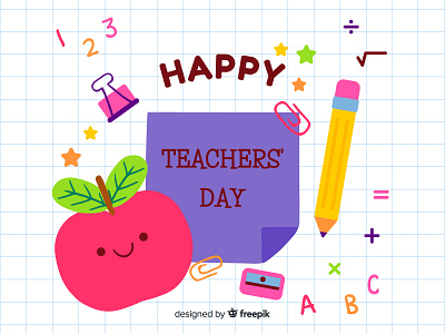 Teachers' Day character design children illustration cute doodle free download free vectors freebee happy illustration kawaii teachers day vector vector illustration