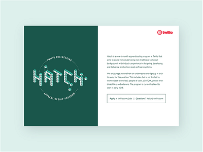 Hatch branding & flyer apprenticeship branding build design hatch illustration inclusive design logo san francisco shapes twilio typography
