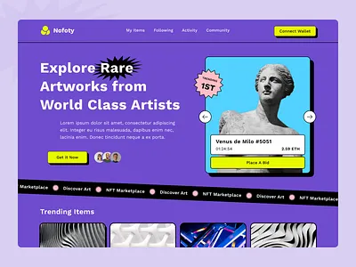 Nofoty - NFT Web Header clean header hero nft nft header nft web nft website ui uidesign uidesigner uiux uiuxdesign uiuxdesigner userinterface web design web designer