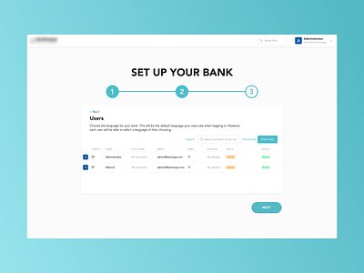Bank Setup Onboarding dashboard design flat minimal onboarding screen ui ux web