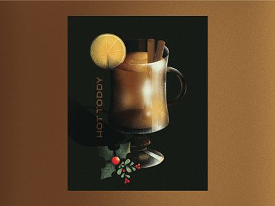 Hot Toddy christmas cinnamon cocktails design drink glass grain holiday hot toddy illustration mistletoe recipe retro texture