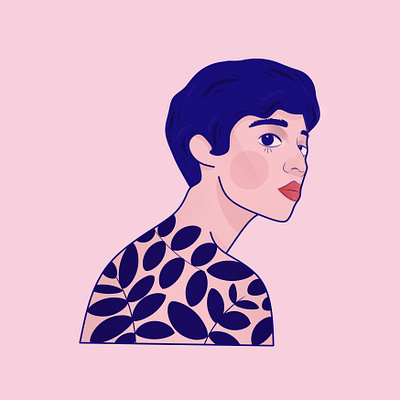 Lady abstract botanic botanical illustration design fashion fashion illustration graphic illustration kawaii lady minimal pastel people illustration portrait tattoo