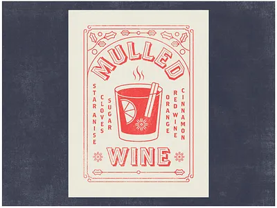 Mulled Wine cocktail holiday illustration mulled wine recipe texture typogaphy