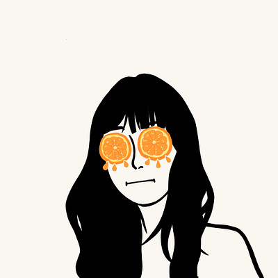 Self Portrait fruit girl illustration orange portrait self portrait