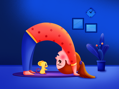 Childhood memory-1 animal blue clock design family flower gril illustration orange picture plant purple rat smile tail yellow