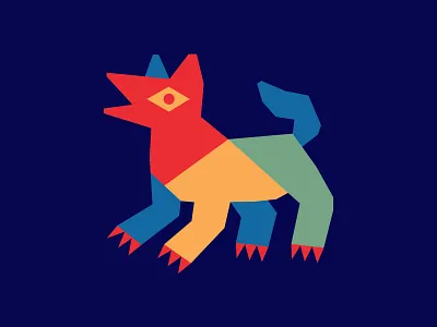 Chucho animal blue color country design dog flat fox guatemala icon illustration logo natural nature primary red vector wild wolf yellow