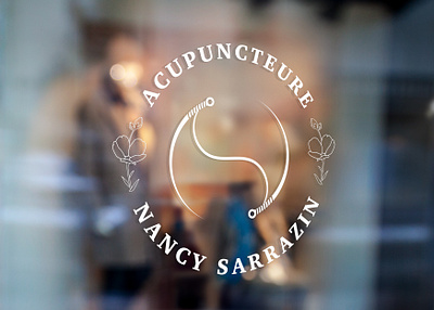 Acupuncteure Nancy Sarrazin acupuncture acupuncture needles aiguilles dacupuncture branding busines card design fleur fleur de prunier flower identity illustration illustrator logo plum blossom rose gold typography vector