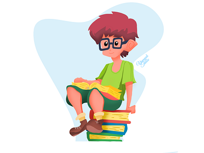 Exam Study autodesk sketchbook books digitalart exam illustraion reading stress