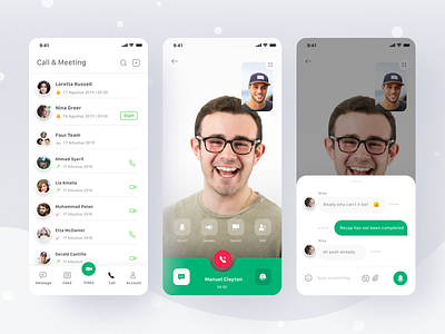 Chat App app call card chat chat app conference ios meeting mobile profile schedule timeline video video call voice