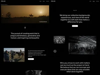 Prelude Website 2.0 black and white branding film filmmaking logo typography ui webdesign website