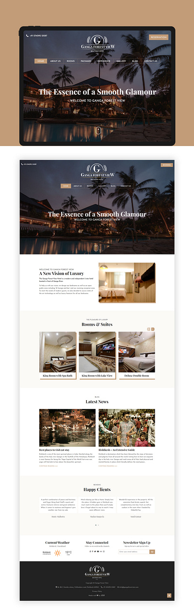 Hotel Ganga Forest View branding clean design flat minimal typography ui ux web website