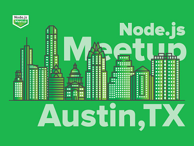 Austin Node.js Meetup community logo illustration austin austin skyline austin texas community illustration line illustration logo logo design logo illustration meetup nodejs tech community texas tech