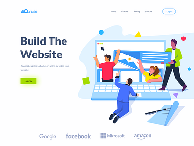 Teamwork Build The Website build design develop development hero illustration landing landingpage organize team work teamwork ui vector website