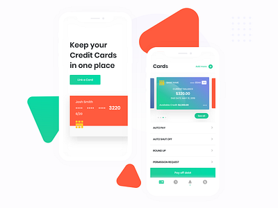 Banking App add card app clean color creative credit credit card design flat hello invite minimal mobile app transactions typogaphy ui ux vector