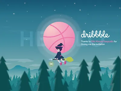 Hello dribble little wicth animation art design hello dribble illustration