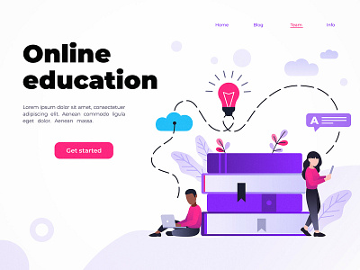 Online education character concept design education flat illustration page technology vector web