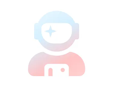 Astronaut Icon (Light) art astronaut blue clean colorful cyan design flat graphic graphic design icon logo logo design minimal pink simple spaceman web white