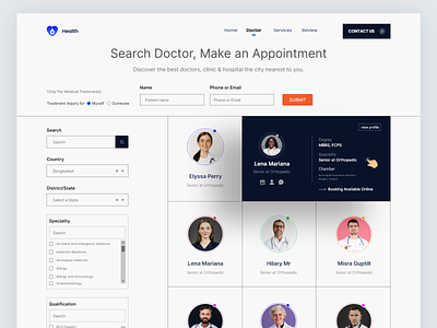 Online Doctors Booking appointment appointment booking clinic consultant consultation doctor doctor app doctor appointment health app health care healthcare home page hospital landing page medical medicine online doctor online healthcare patient website design