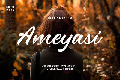 Ameyasi - Modern Script Typeface With Multilingual Support branding clean design display font font graphic design lettering logo logotype modern script