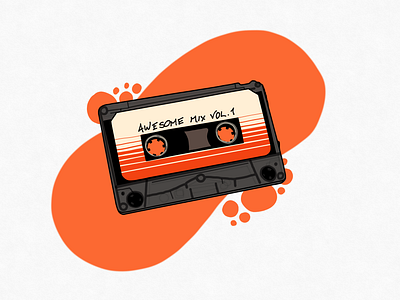 Awesome Mix Vol 1 adobe cassette cassette tape drawing illustration illustrator retro vector