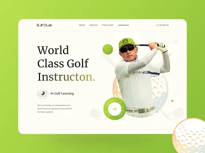 Golf Lessons Landing Page business coach design golf golf club golf tour header hero illustration illustrations instruction landing page minimal playing ui ux web webdesign website website design