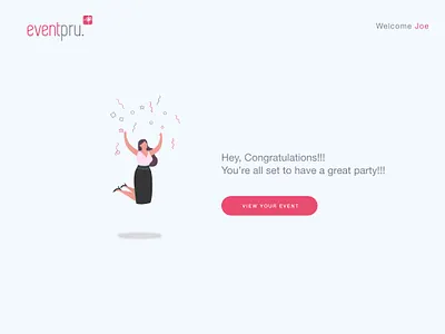 congratulations screen celebration congratulations female character illustration joy jumping task completed webdesign website concept