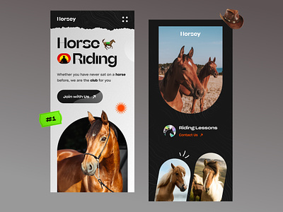 Horse Riding Club Website Mobile animal cheval club community domestic dressage equestrian equine hobby homepage horse horse firm landing page mockup pet pony ride sports web design website