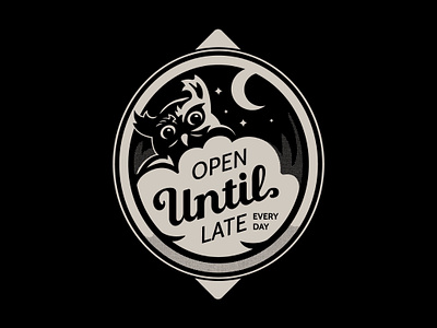 Open Until Late 🦉 cloud design doodle drawing illustration logo night owl typography vector