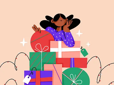 cheer ✨ character character design christmas christmas lights girl holidays illustration new year presents